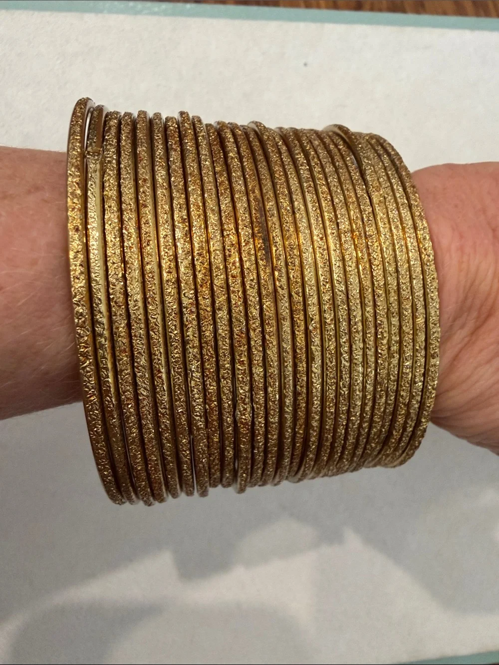 Gold Textured Stackable Bangle Bracelet Set